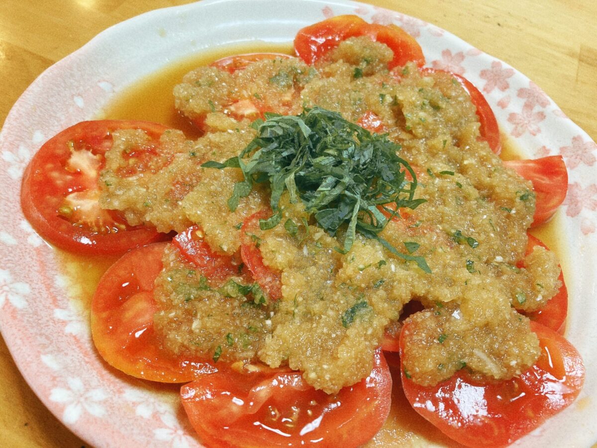 夏の副菜に トマトと大葉のポン酢カルパッチョ リュウジのバズレシピメモ 作り方 コツ 感想